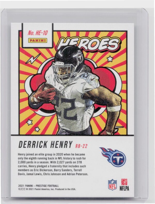 2021 Panini Prestige Derrick Henry #HE-10 Titans Heroes - Image 3