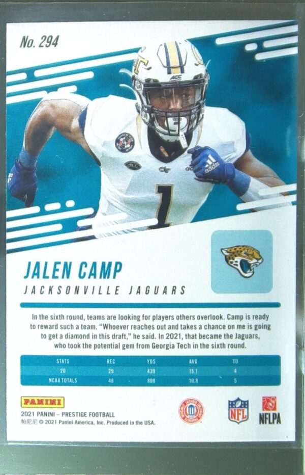 2021 Panini Prestige Jalen Camp RC #294 Jaguars - Image 3