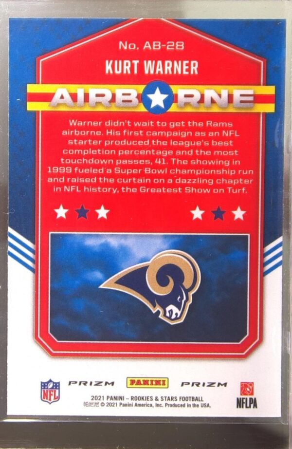 2021 Panini Rookies & Stars Kurt Warner #AB-28 Rams Airborne Red Wave - Image 3