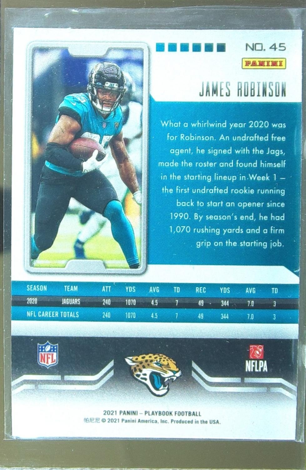 2021 Playbook James Robinson Sparkle #45 Jaguars - Image 3