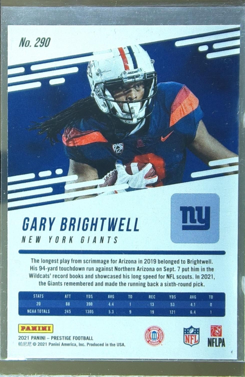 2021 Prestige Gary Brightwell Xtra Points Astral #290 Giants - Image 3