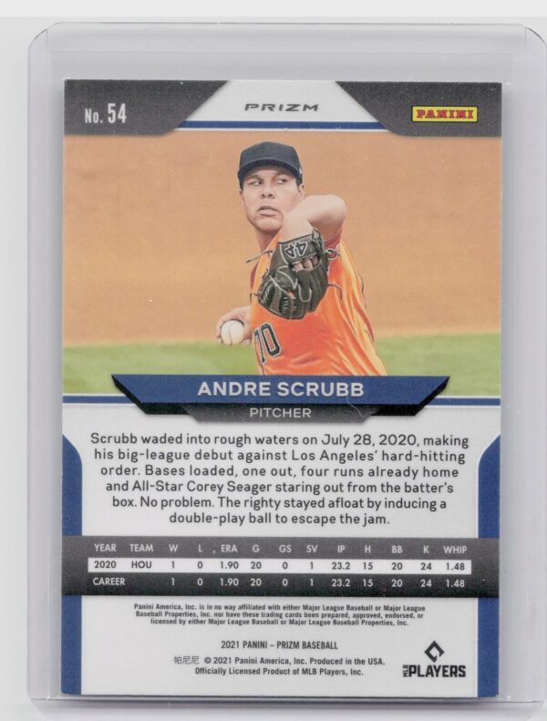 2021 Prizm Andre Scrubb Silver Prizm #54 Astros - Image 3