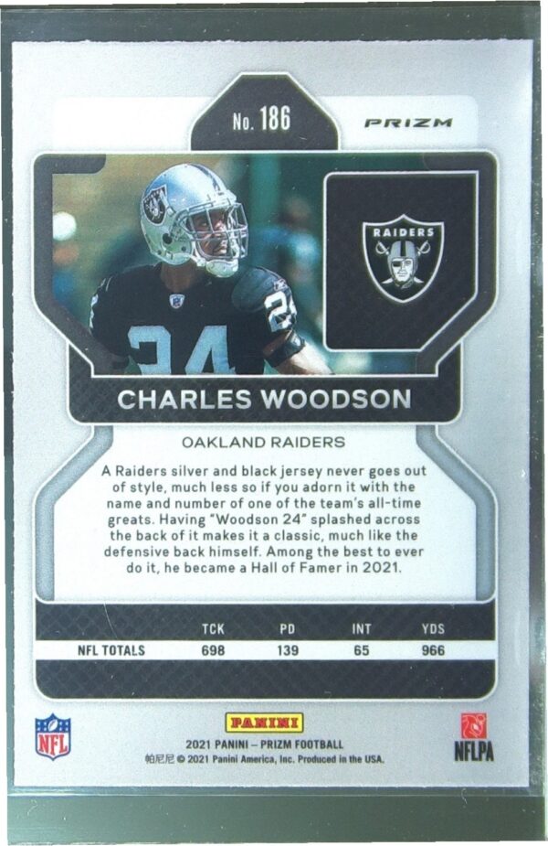 2021 Prizm Charles Woodson Silver #186 Raiders - Image 3
