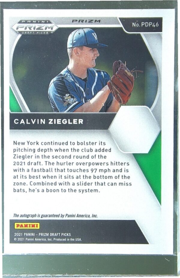 2021 Prizm Draft Picks Calvin Ziegler Auto #PDP46 Hyper Red and Purple Auto - Image 3