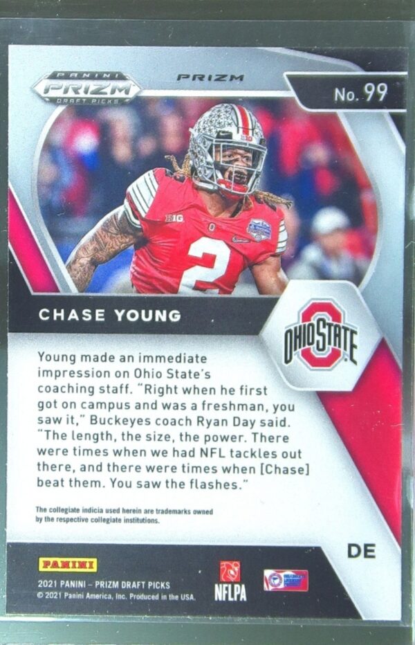 2021 Prizm Draft Picks Chase Young Gold Ice #99 Buckeyes - Image 3