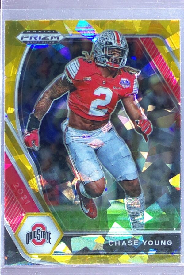 2021 Prizm Draft Picks Chase Young Gold Ice #99 Buckeyes