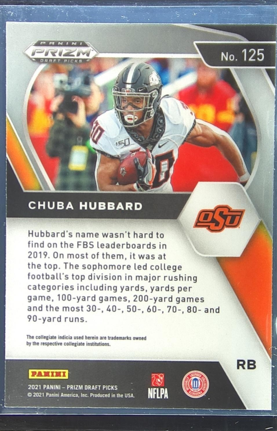2021 Prizm Draft Picks Chuba Hubbard RC #125 Cowboys - Image 3