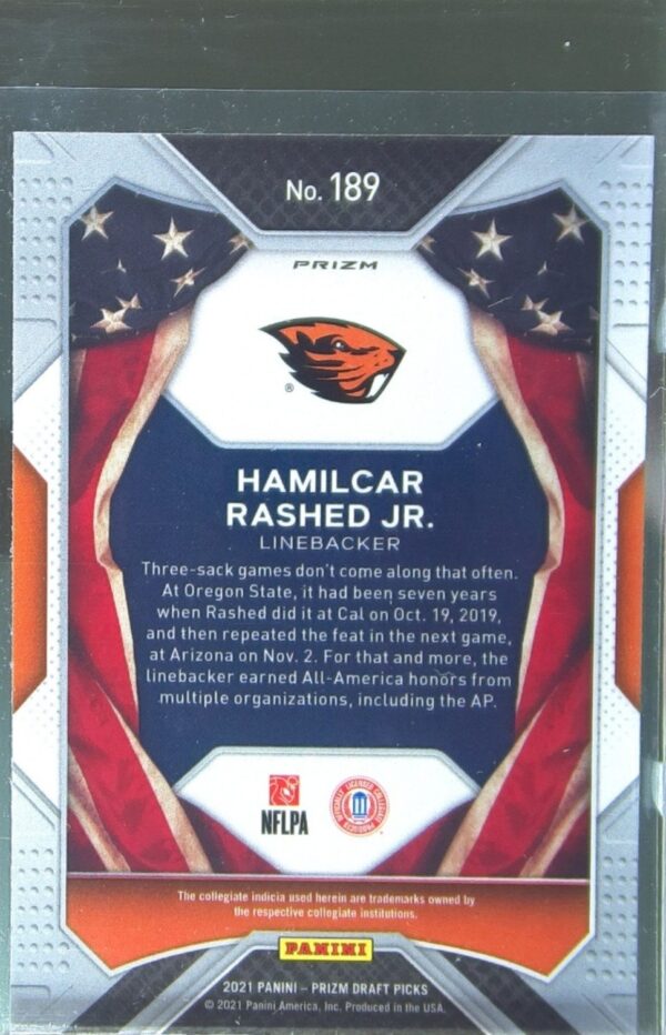 2021 Prizm Draft Picks Hamilcar Rashed Jr. All-Americans Green RC #189 Beavers - Image 3