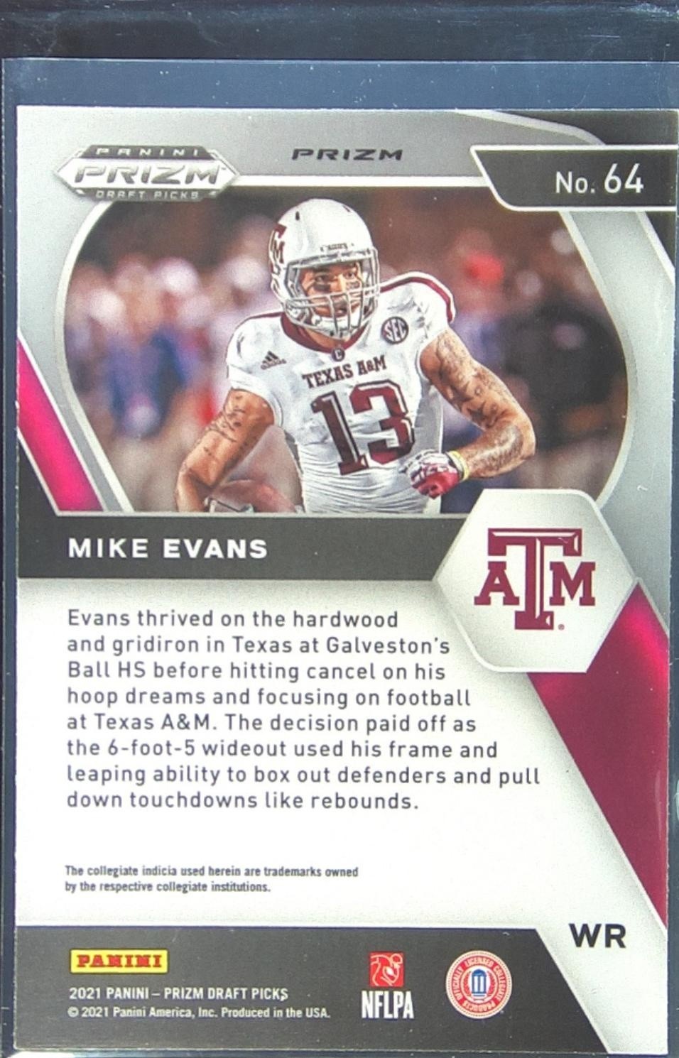 2021 Prizm Draft Picks Mike Evans Silver #64 Aggies - Image 3
