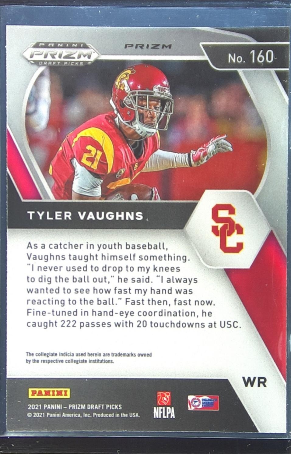 2021 Prizm Draft Picks Tyler Vaughns Green RC #160 Trojans - Image 3