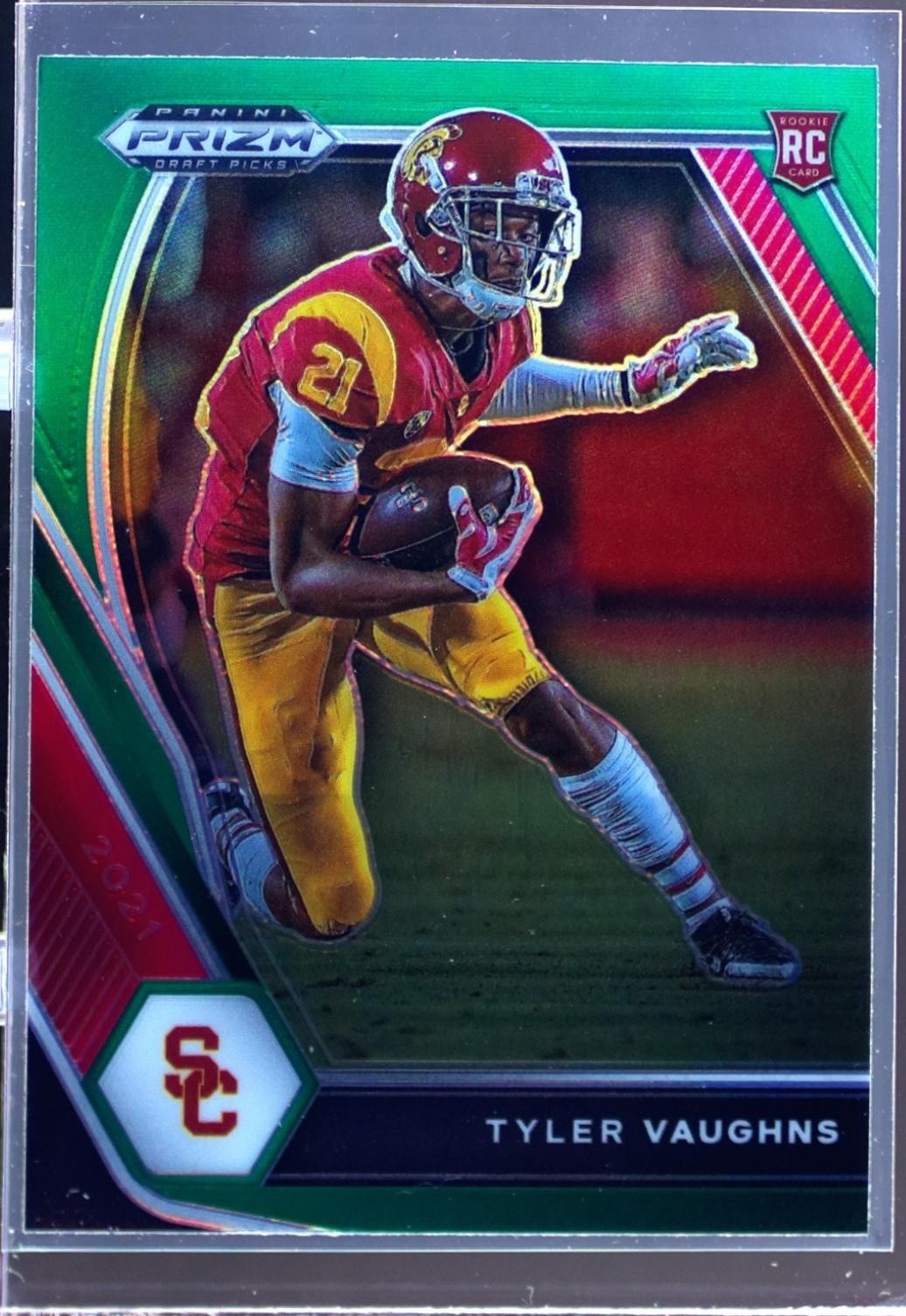 2021 Prizm Draft Picks Tyler Vaughns Green RC #160 Trojans