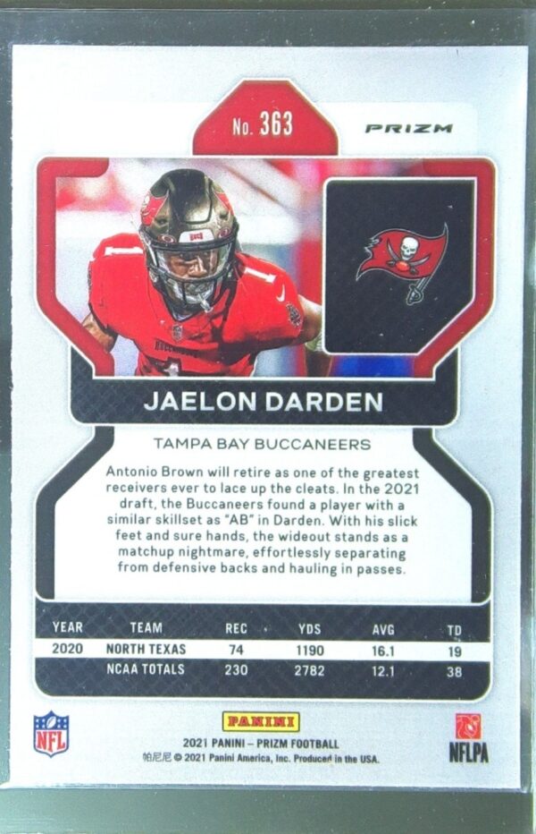 2021 Prizm Jaelon Darden Silver RC #363 Buccaneers - Image 3