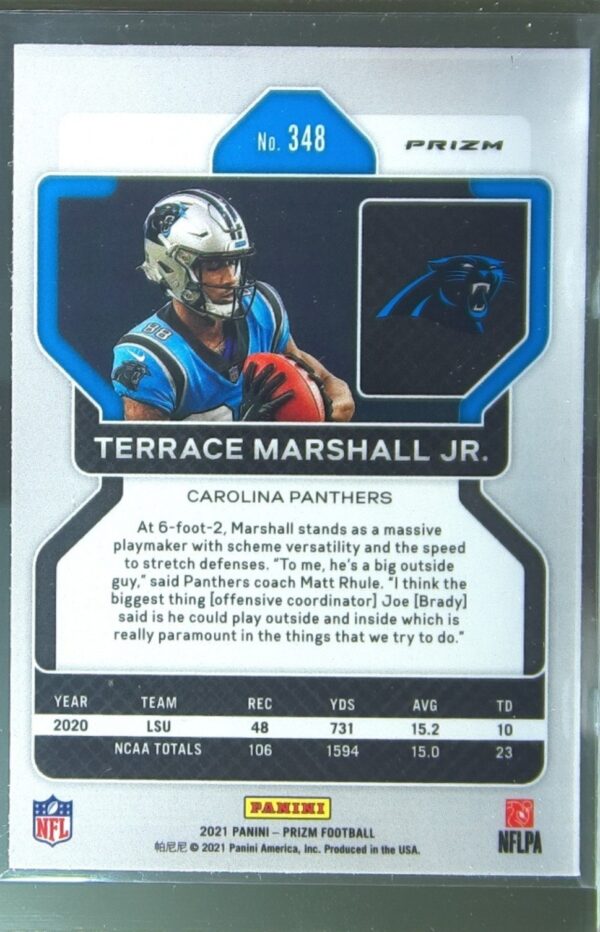 2021 Prizm Terrace Marshall Jr. Orange Lazer #348 Panthers - Image 3