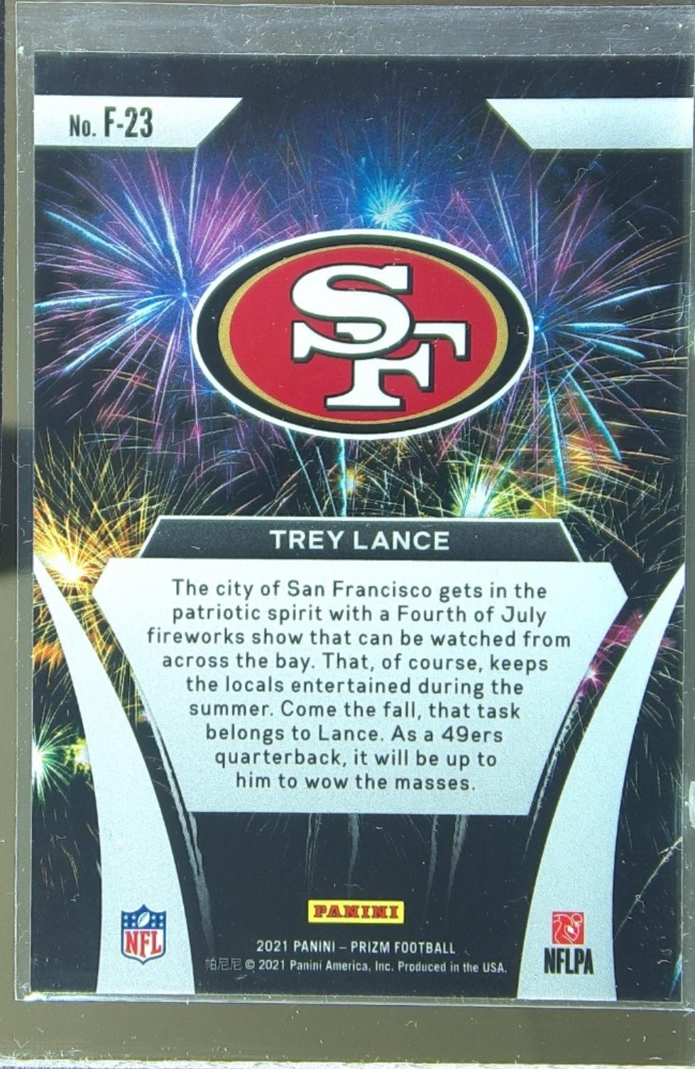 2021 Prizm Trey Lance RC #F-23 49ers Fireworks - Image 3