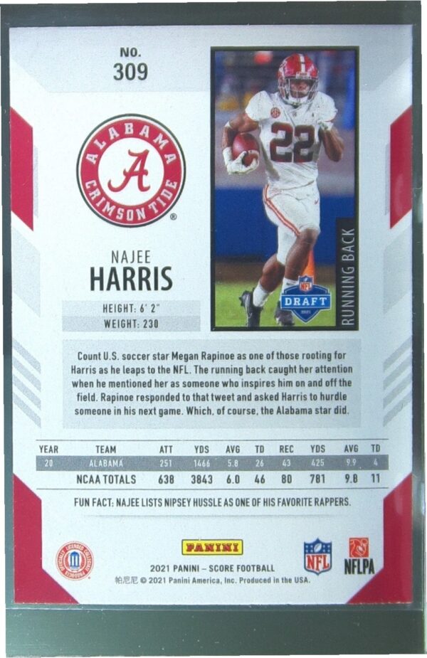 2021 Score Najee Harris RC #309 Tide - Image 3