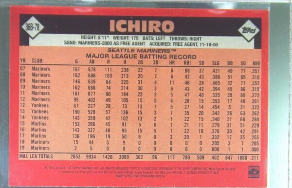2021 Topps Ichiro #86B-78 Mariners 1986 Topps Baseball 35th Anniversary - Image 3