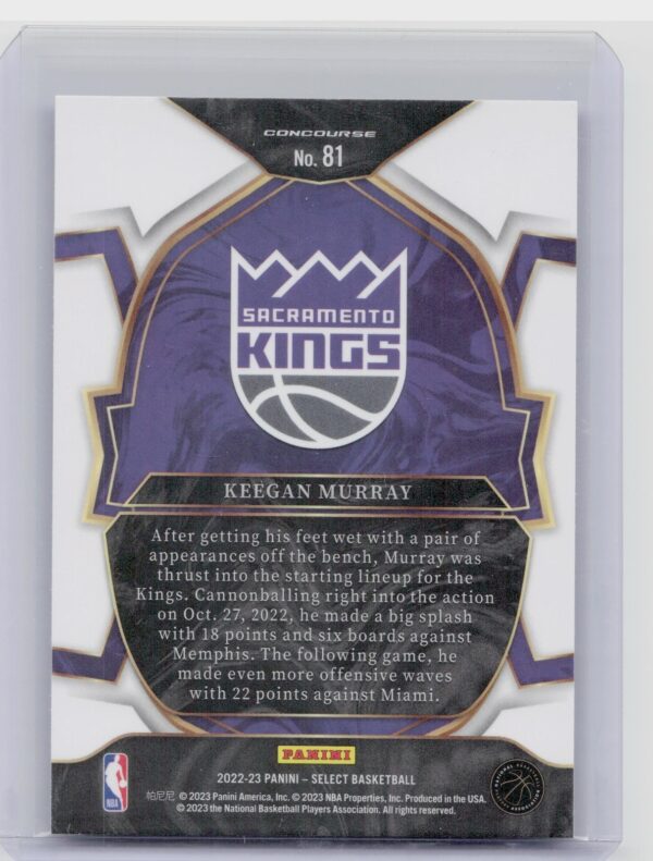 2022-23 Select Keegan Murray Blue Prizm #81 Kings - Image 3