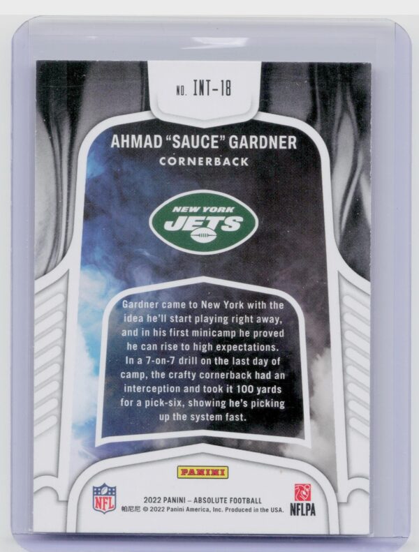 2022 Absolute Ahmad "Sauce" Gardner #INT-18 Jets Introductions - Image 3