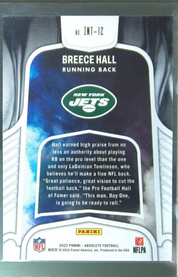 2022 Absolute Breece Hall RC #INT-12 Jets Introductions - Image 3