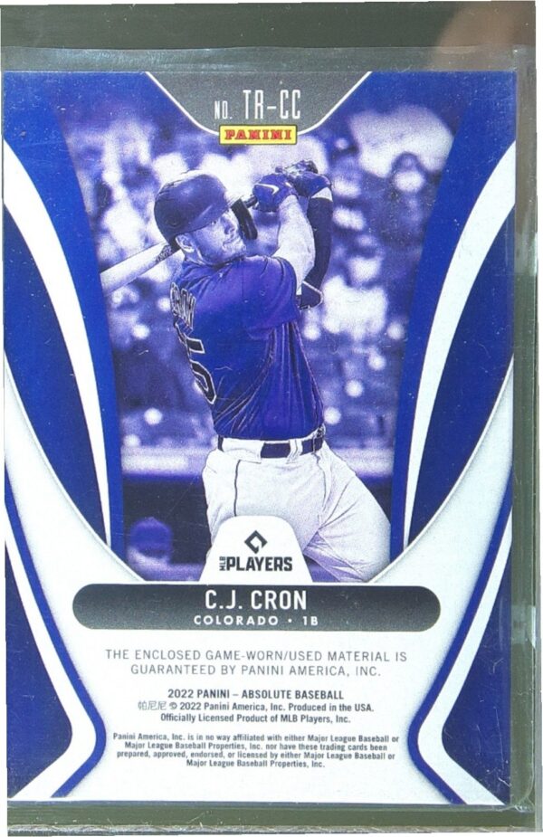 2022 Absolute C.J. Cron JSY #TR-CC Rockies Threads Retail - Image 3
