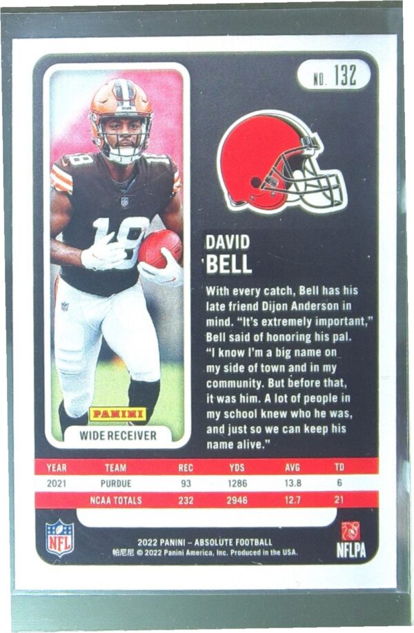 2022 Absolute David Bell Retail RC #132 Browns - Image 3