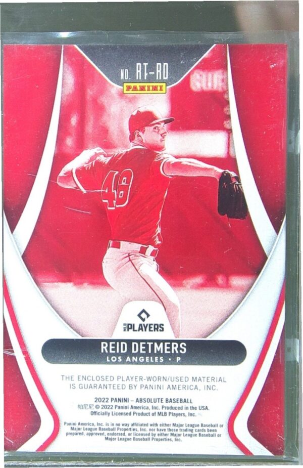 2022 Absolute Reid Detmers JSY #RT-RD Angels Rookie Threads Retail - Image 3