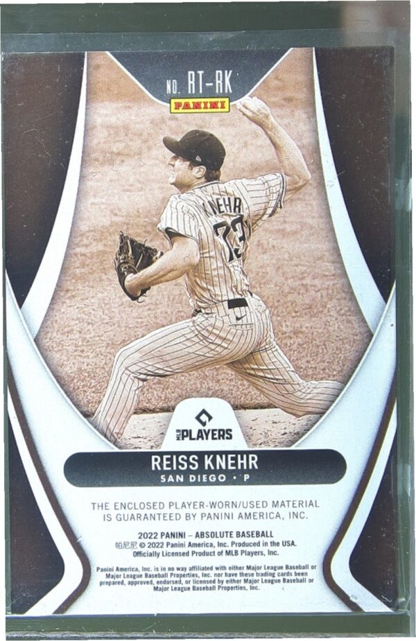 2022 Absolute Reiss Knehr JSY RC #RT-RK Padres Rookie Threads Retail - Image 3