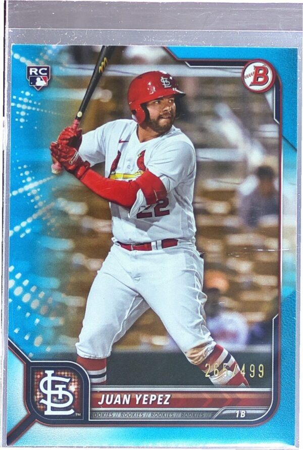 2022 Bowman Juan Yepez Sky Blue /499 RC #24 Cardinals