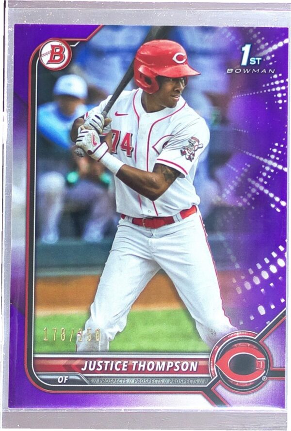2022 Bowman Justice Thompson /250 #BP-59 Reds Prospects Purple