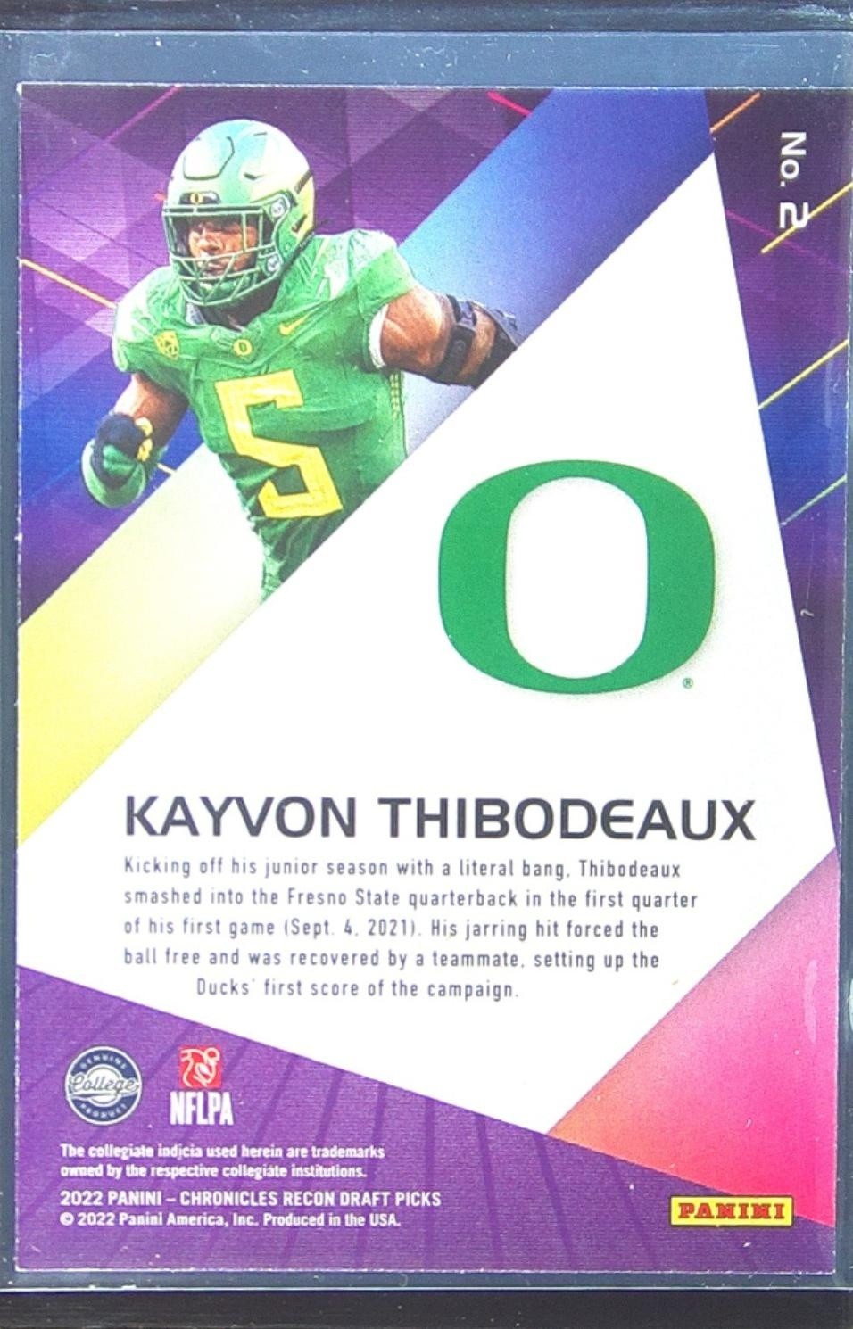 2022 Chronicles Draft Kayvon Thibodeaux RC #2 Ducks Recon - Image 3