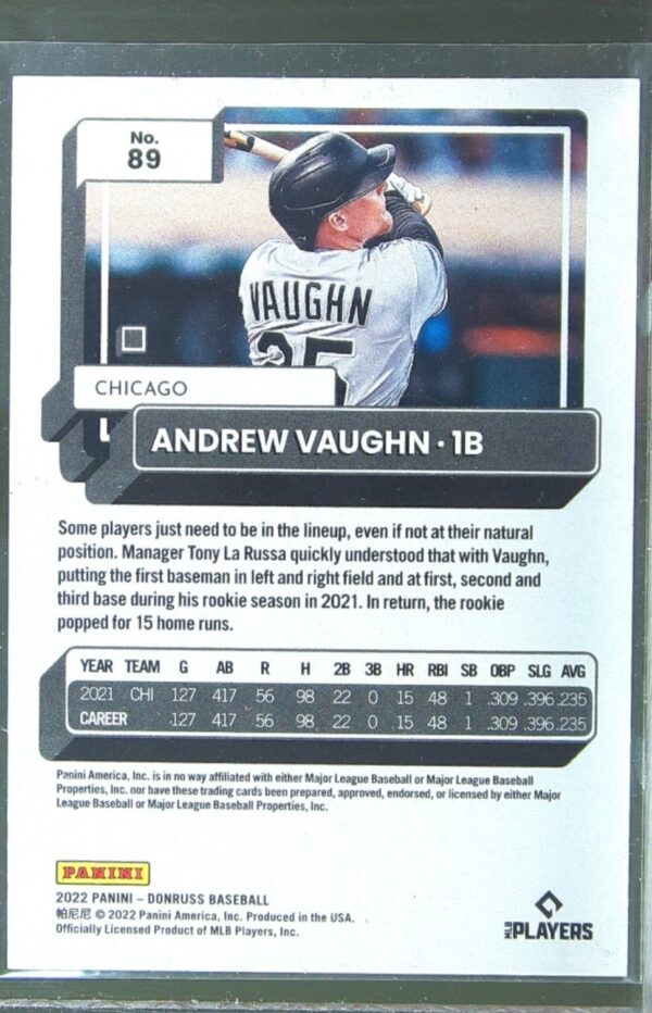 2022 Donruss Andrew Vaughn Season Stat Line /15 #89 Sox - Image 3