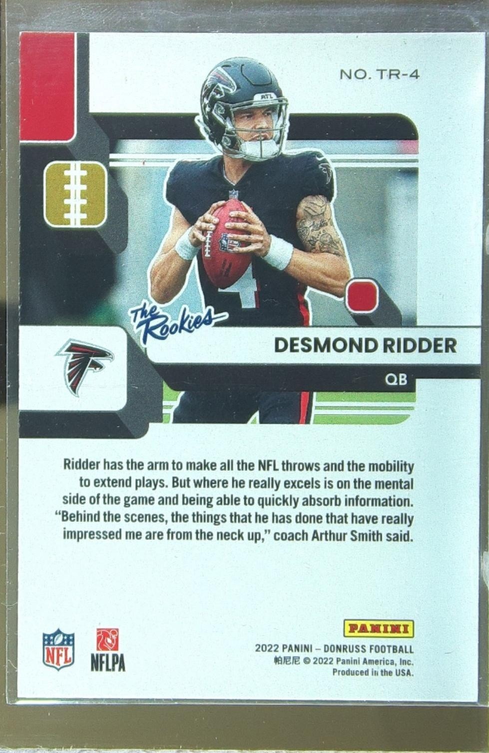2022 Donruss Desmond Ridder #TR-4 Falcons The Rookies - Image 3