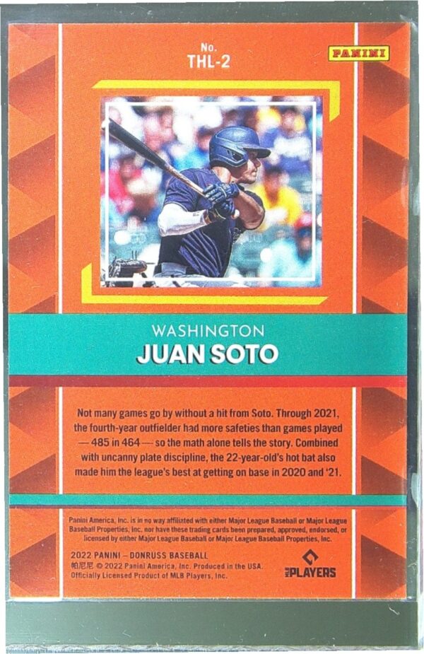 2022 Donruss Juan Soto #THL-2 Nationals The Hit List Diamond - Image 3