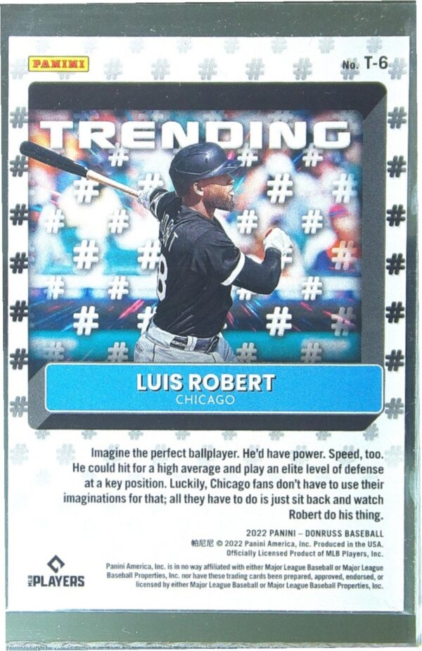 2022 Donruss Luis Robert #T-6 Sox Trending Rapture - Image 3