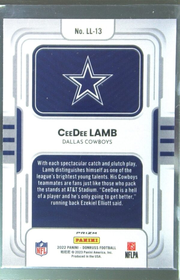 2022 Donruss Optic CeeDee Lamb #LL-13 Cowboys Legendary Logos - Image 3
