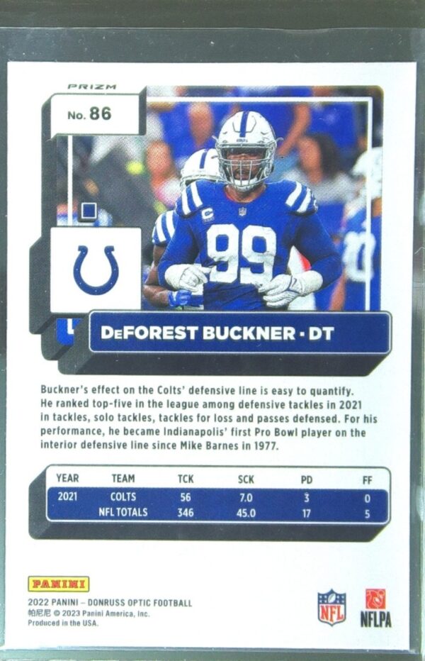2022 Donruss Optic DeForest Buckner Stars #86 Colts - Image 3