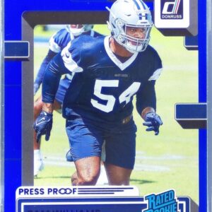 2022 Donruss Sam Williams Blue Press Proof RC #377 Cowboys