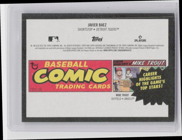 2022 Heritage Javier Baez #73TC-26 Tigers 1973 Topps Comics - Image 3