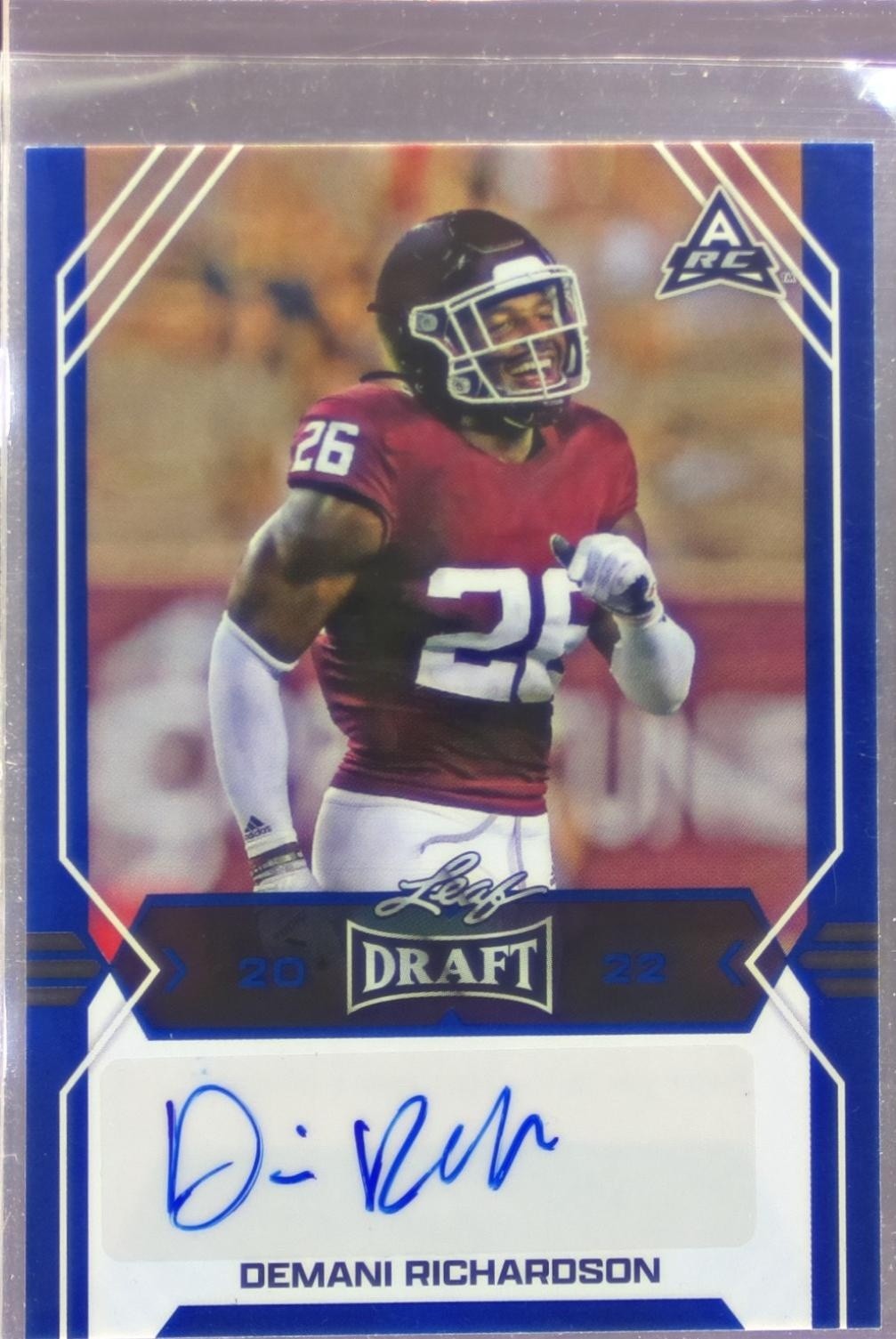 2022 Leaf Draft Demani Richardson #BA-DR1 Aggies Autographs Blue