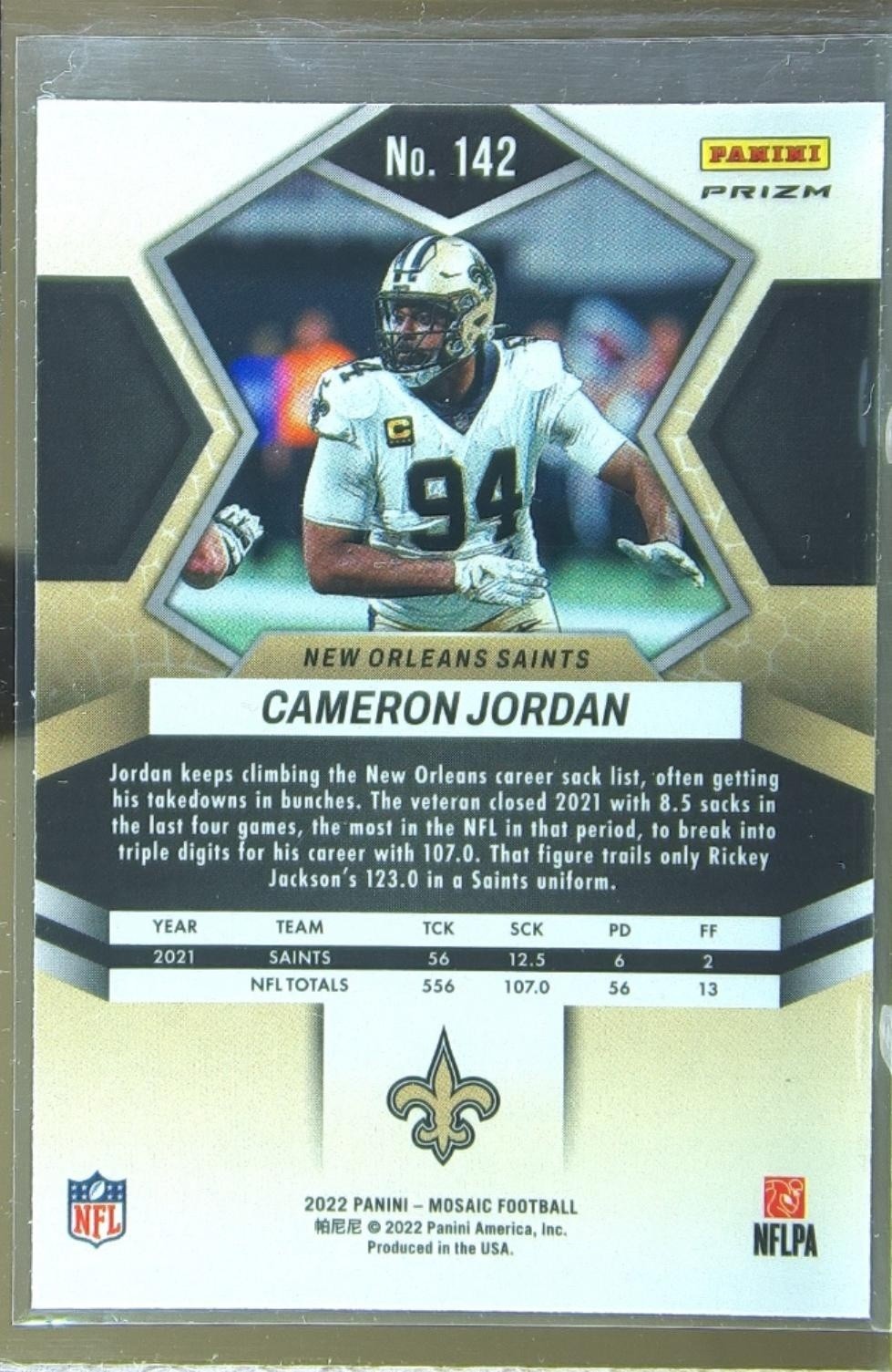 2022 Mosaic Cameron Jordan Mosaic Reactive Orange #142 Saints - Image 3