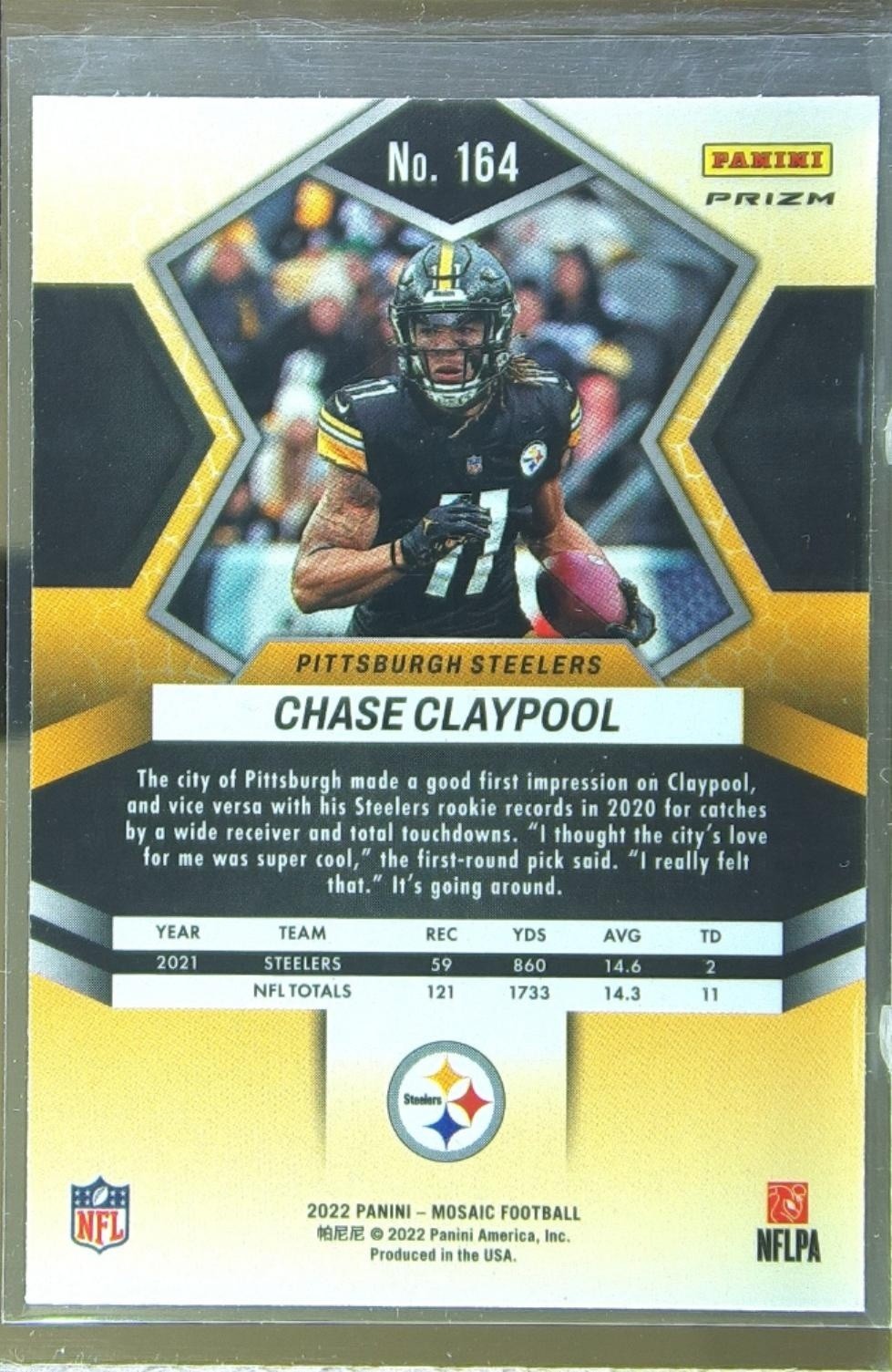 2022 Mosaic Chase Claypool Mosaic Green #164 Steelers - Image 3
