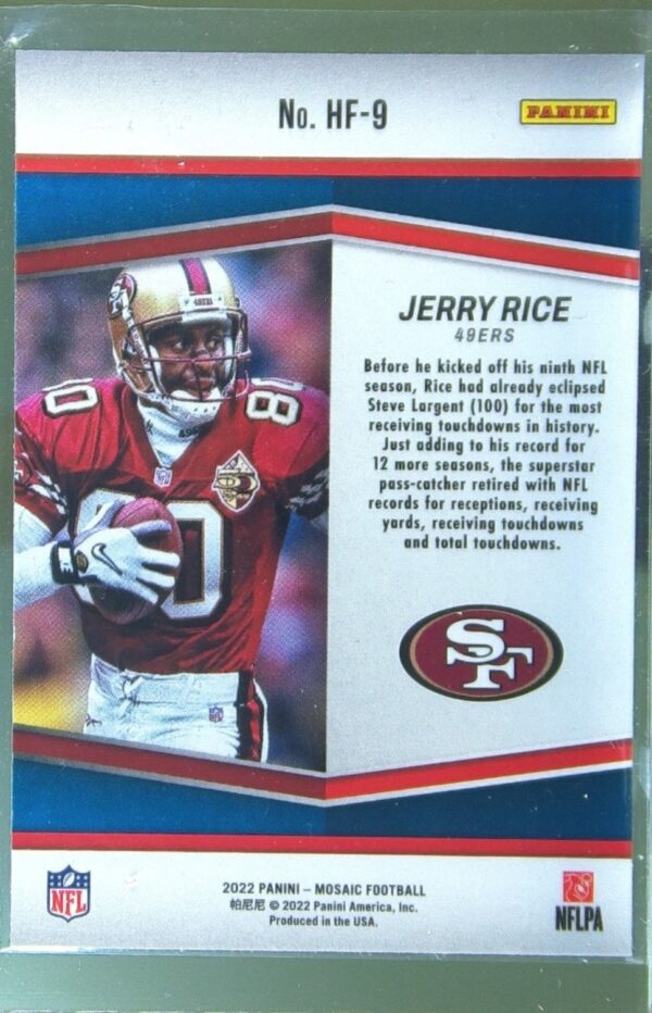 2022 Mosaic Jerry Rice #HF-9 49ers HoloFame - Image 3