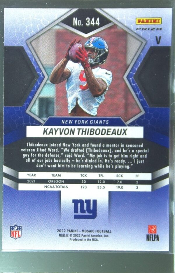 2022 Mosaic Kayvon Thibodeaux Silver #344 Giants - Image 3