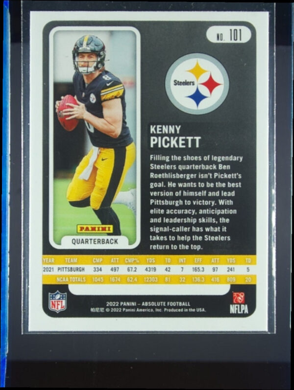 2022 Panini Absolute Kenny Pickett Retail RC #101 Steelers - Image 3