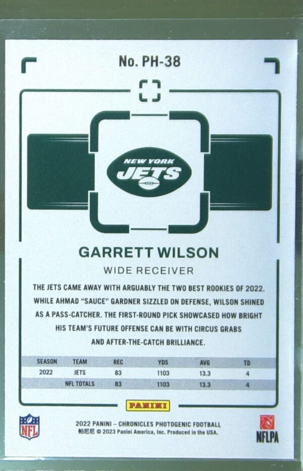 2022 Panini Chronicles Garrett Wilson RC #PH-38 Jets Photogenic - Image 3