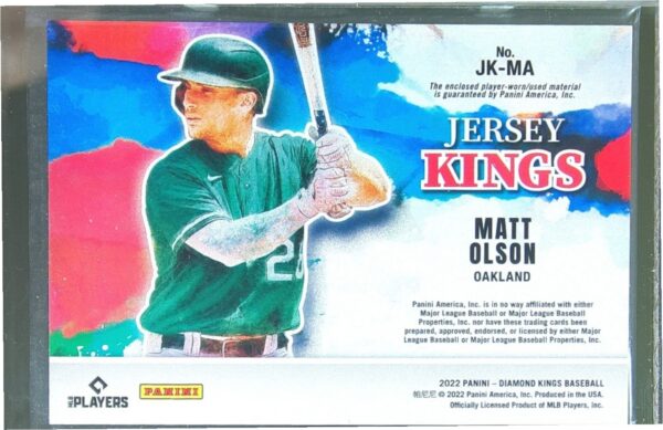 2022 Panini Diamond Kings Matt Olson JSY #JK-MA Athletics Jersey Kings - Image 3