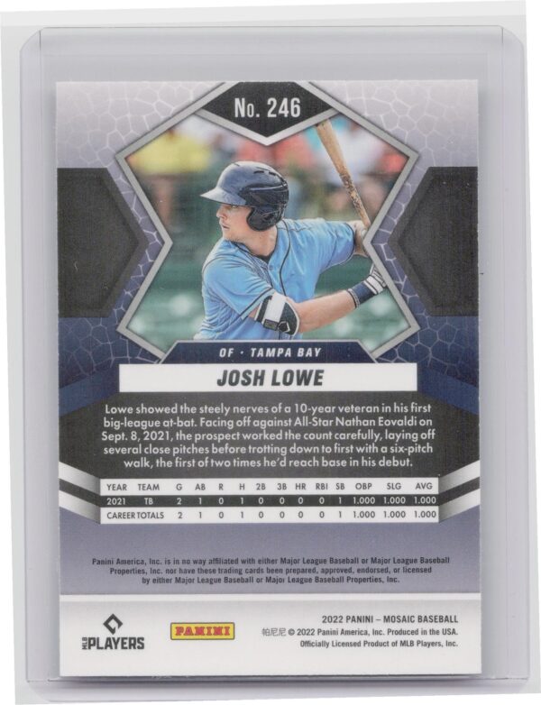 2022 Panini Mosaic Josh Lowe Rookie #246 Rays - Image 3
