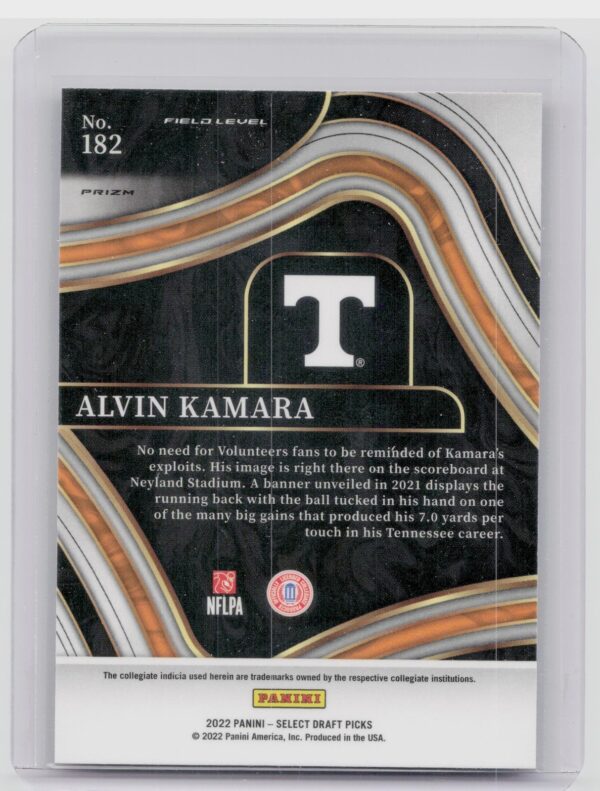 2022 Panini Select Draft Picks Alvin Kamara Red Lazer Prizm #182 Volunteers - Image 3