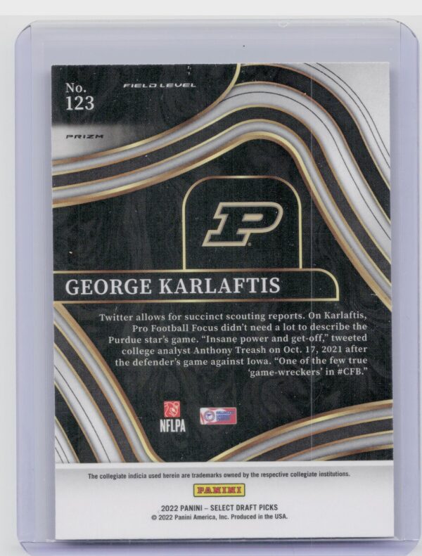 2022 Panini Select Draft Picks George Karlaftis Red Lazer Prizm #123 Boilermaker - Image 3