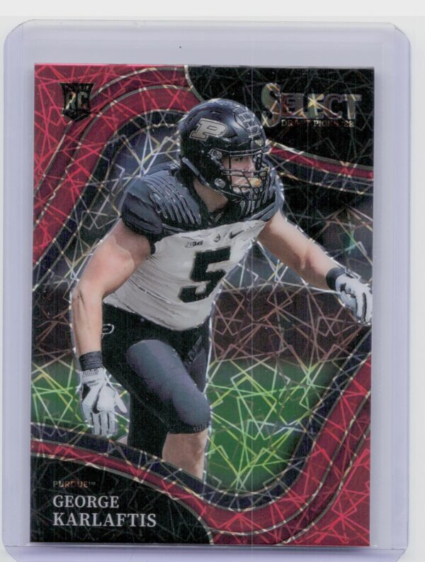 2022 Panini Select Draft Picks George Karlaftis Red Lazer Prizm #123 Boilermaker